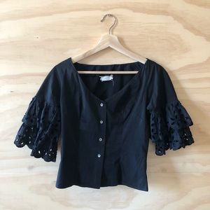 vintage eyelet sleeve top